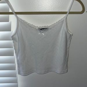 ONE SIZE BRANDY MELVILLE WHITE LACE HEART TANK
